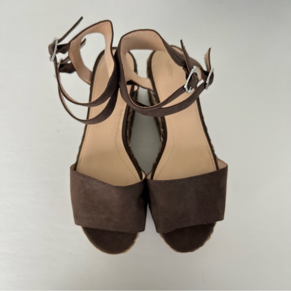 ZARA Trafaluc Brown Suede Jute Raffia w Faux Leather Woven Platform Sandal Sz 39 - Picture 4 of 11